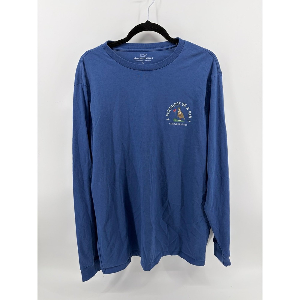 Vineyard Vines T-Shirt, Blue Partridge On A Par 3 Graphic Long Sleeve, Size L